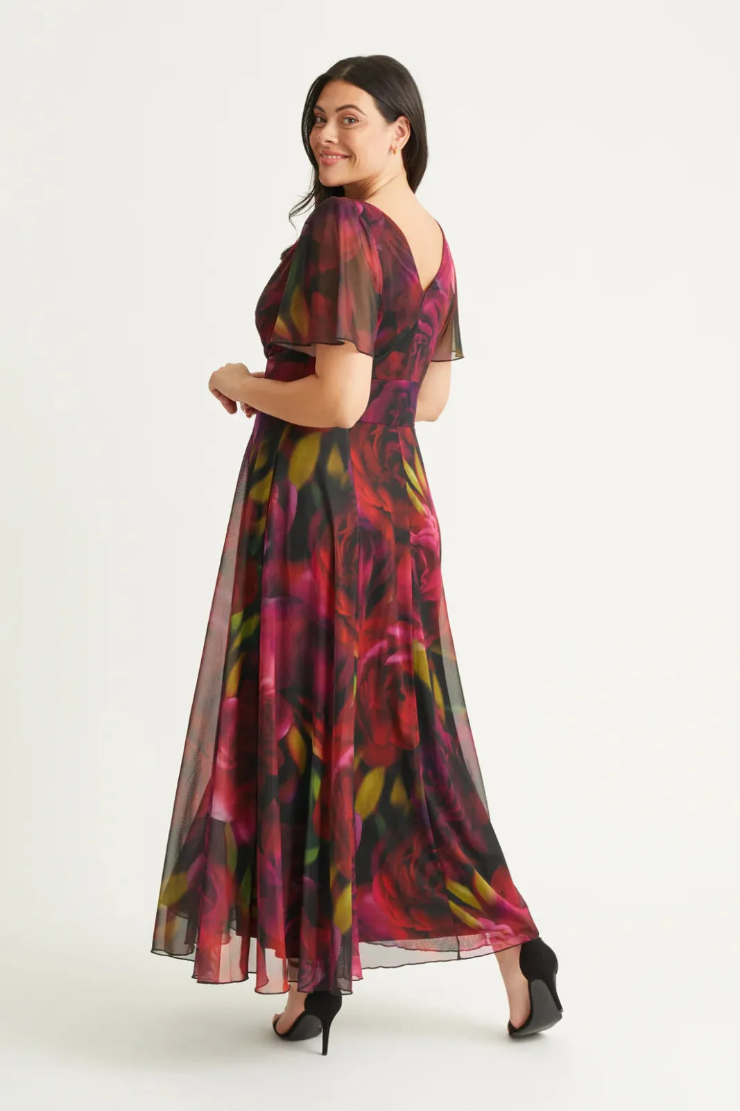 Scarlett & Jo | Isabelle Rose Yellow Float Sleeve Wrap Maxi Dress