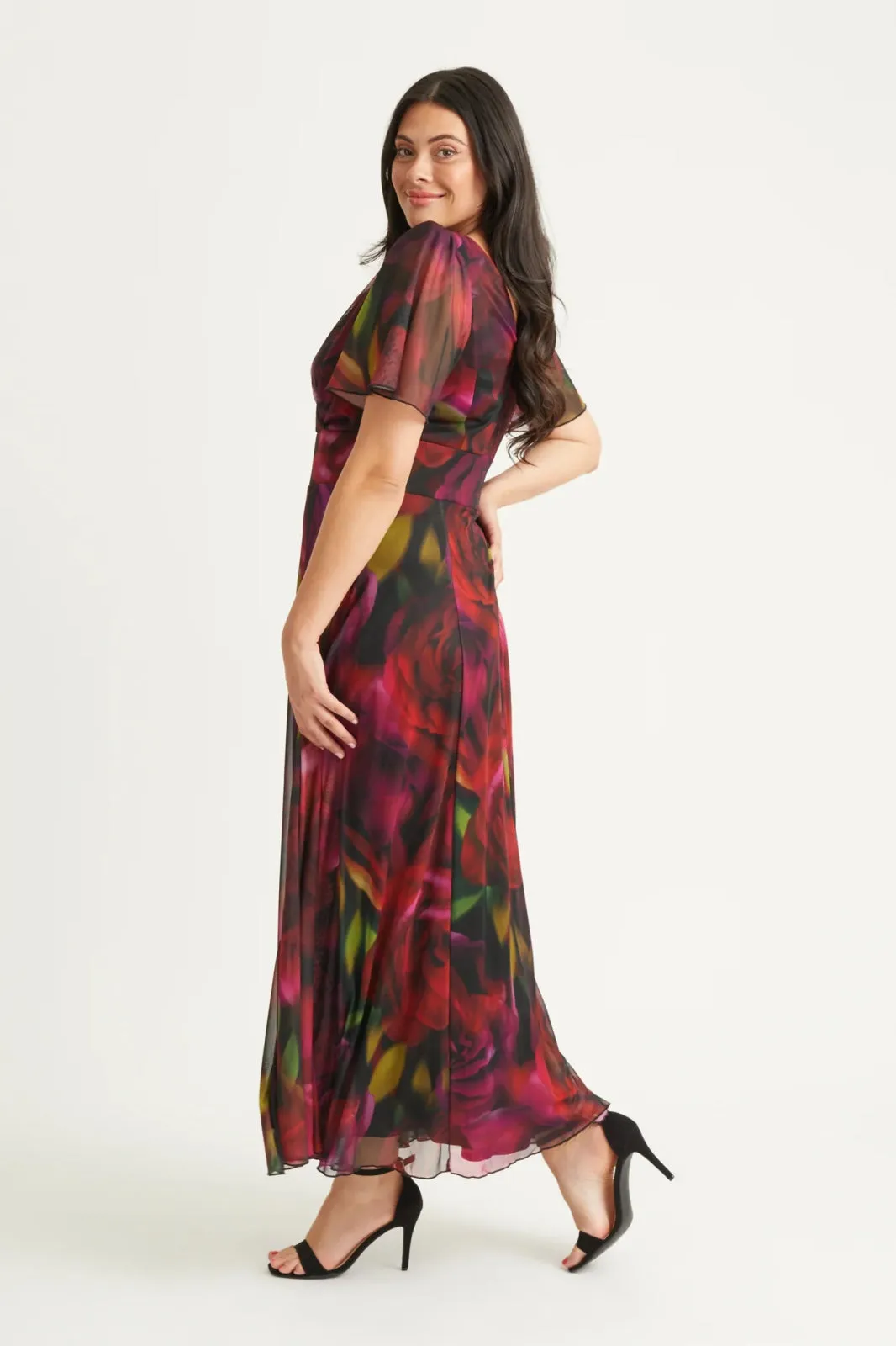 Scarlett & Jo | Isabelle Rose Yellow Float Sleeve Wrap Maxi Dress