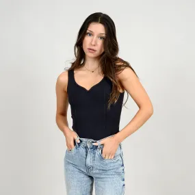 SECOND SKIN BY RD STYLE WOMEN'S SWAN SWEETHEART BODYSUIT - BLACK