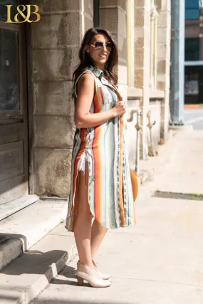 SERAPE LONG SLEEVELESS LACE UP TUNIC