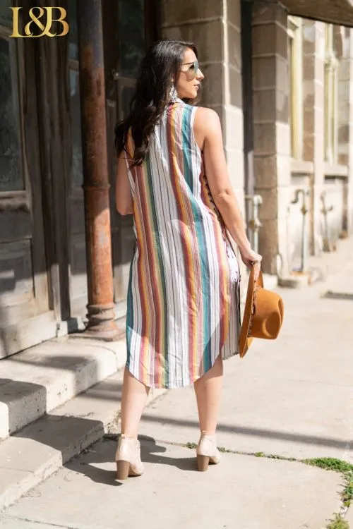 SERAPE LONG SLEEVELESS LACE UP TUNIC