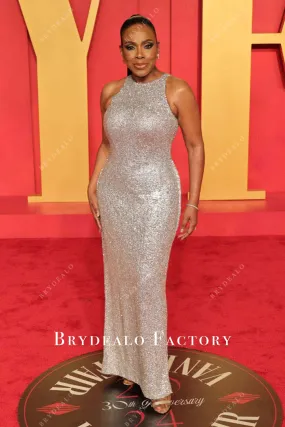 Sheryl Lee Ralph Silver Sequined 2024 Oscars After Party Dress