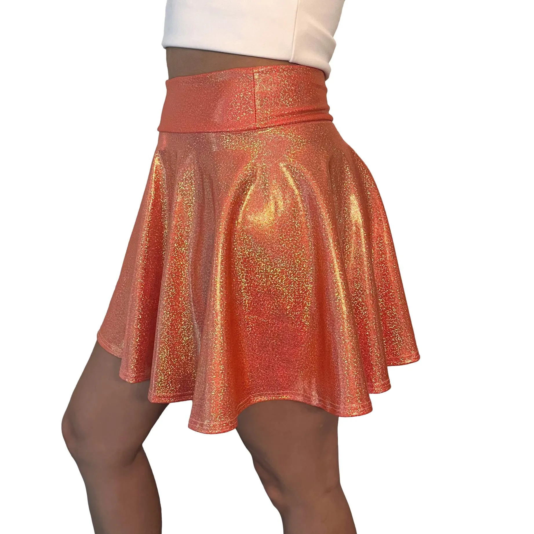 Skater Skirt - Orange Sparkle Holographic