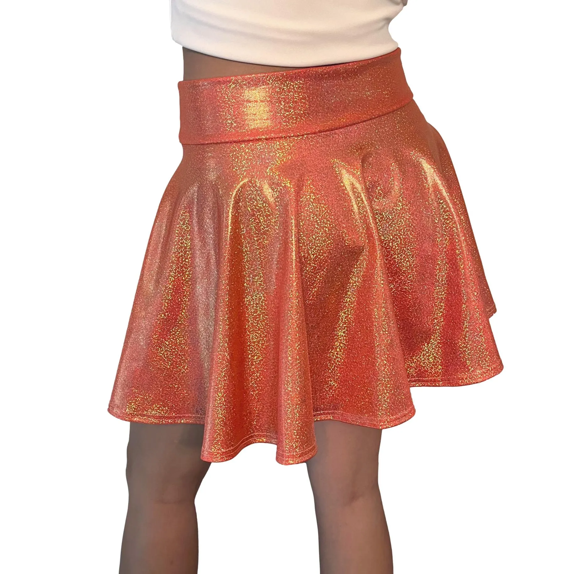Skater Skirt - Orange Sparkle Holographic