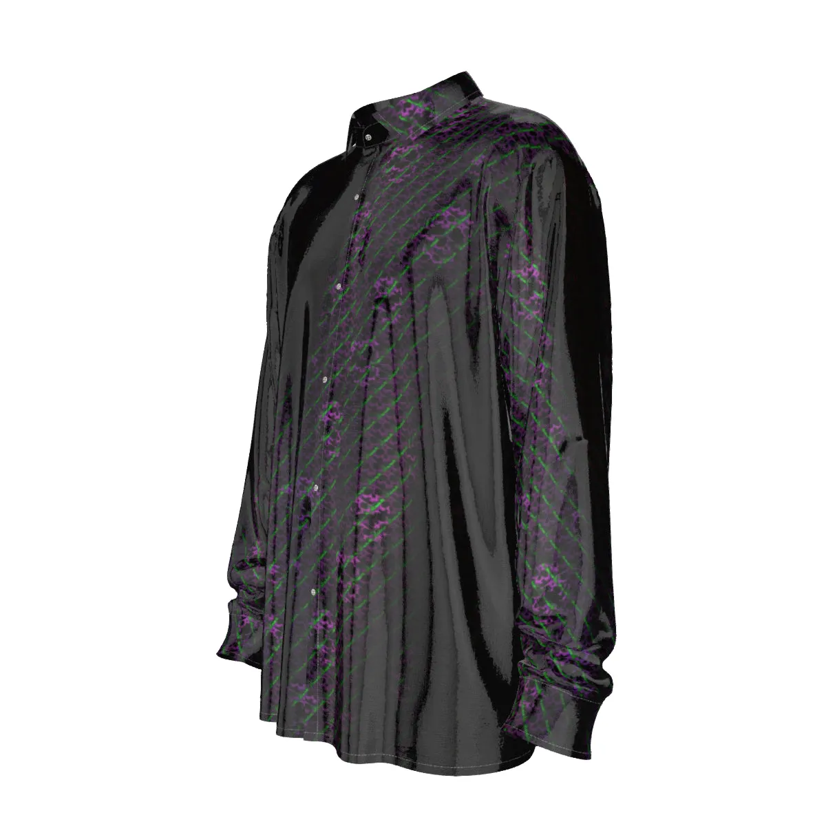 skulls Men's Imitation Silk Long-Sleeved Shirt