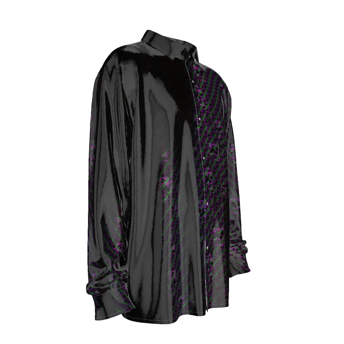 skulls Men's Imitation Silk Long-Sleeved Shirt