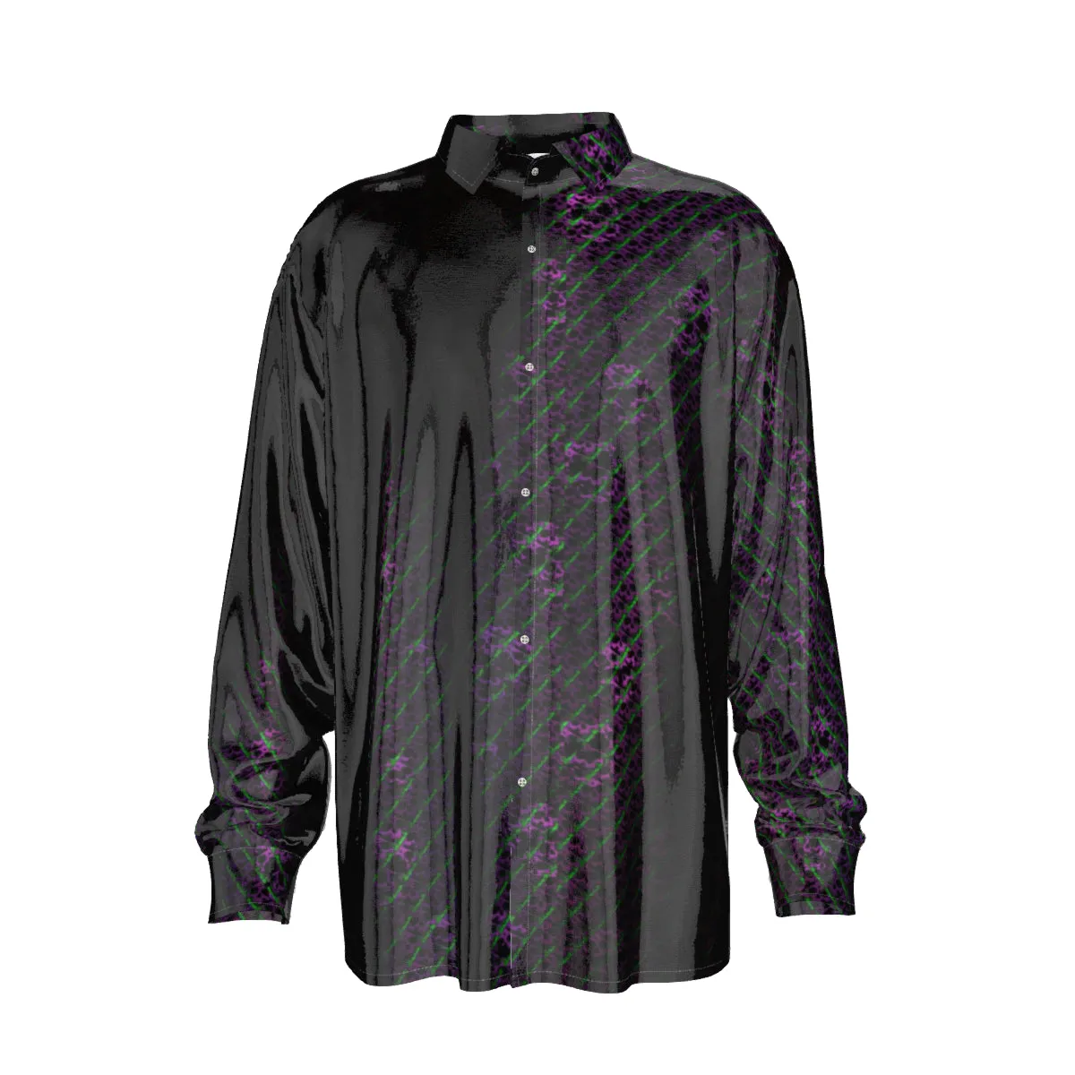 skulls Men's Imitation Silk Long-Sleeved Shirt