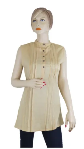 Sleevless Beige Tunic Top