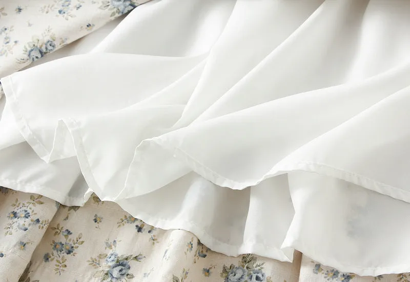 Spring Lace Stitching Pastoral Floral Skirt