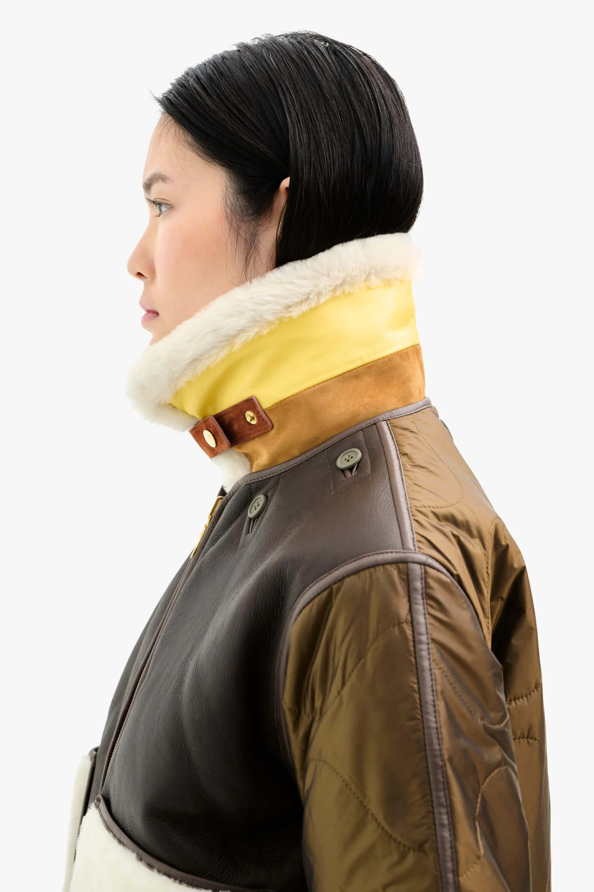 Striped Aviator Collar - Natural / Pale Yellow & Tan