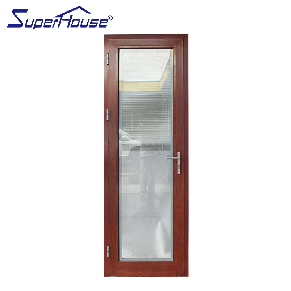 Superhouse Luxurious Balcony Door Wooden Door With Reflective Tinted Glass For Privacy