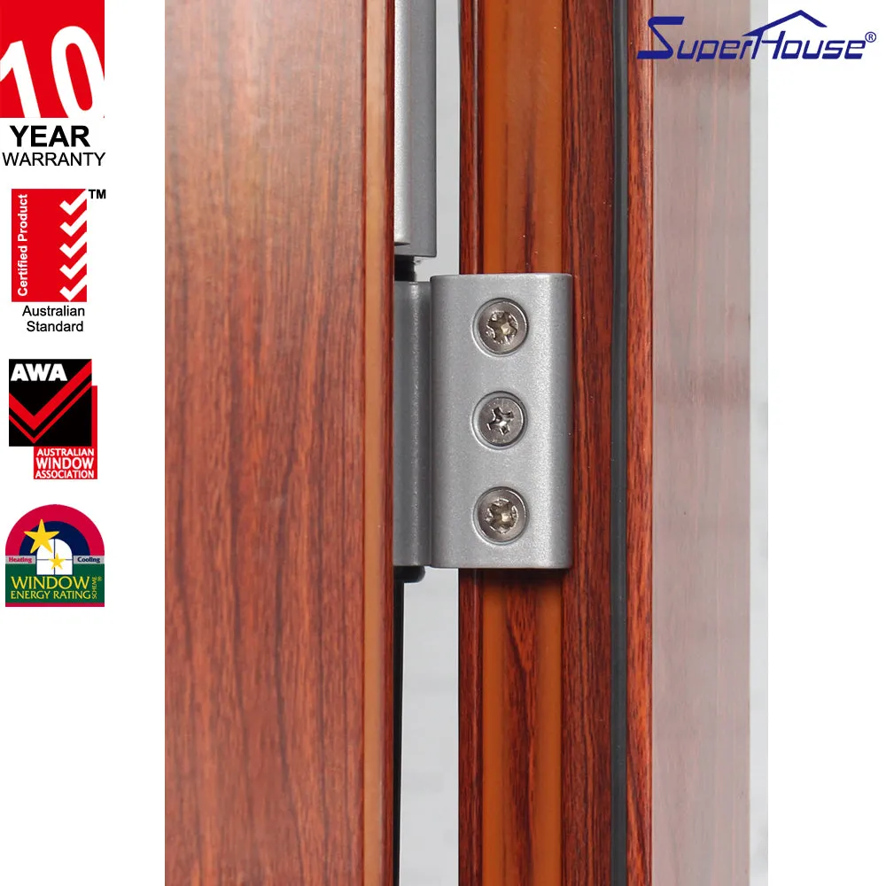 Superhouse Luxurious Balcony Door Wooden Door With Reflective Tinted Glass For Privacy