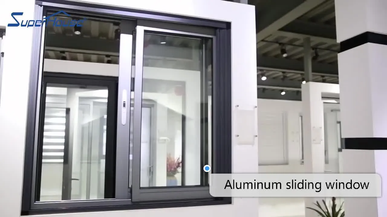 Superhouse Strong Aluminum glass door Window With Security Mesh Iron Grill Design