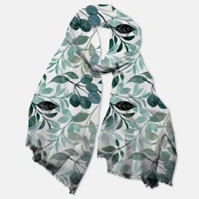 Teal Leaf Pashmina Scarf