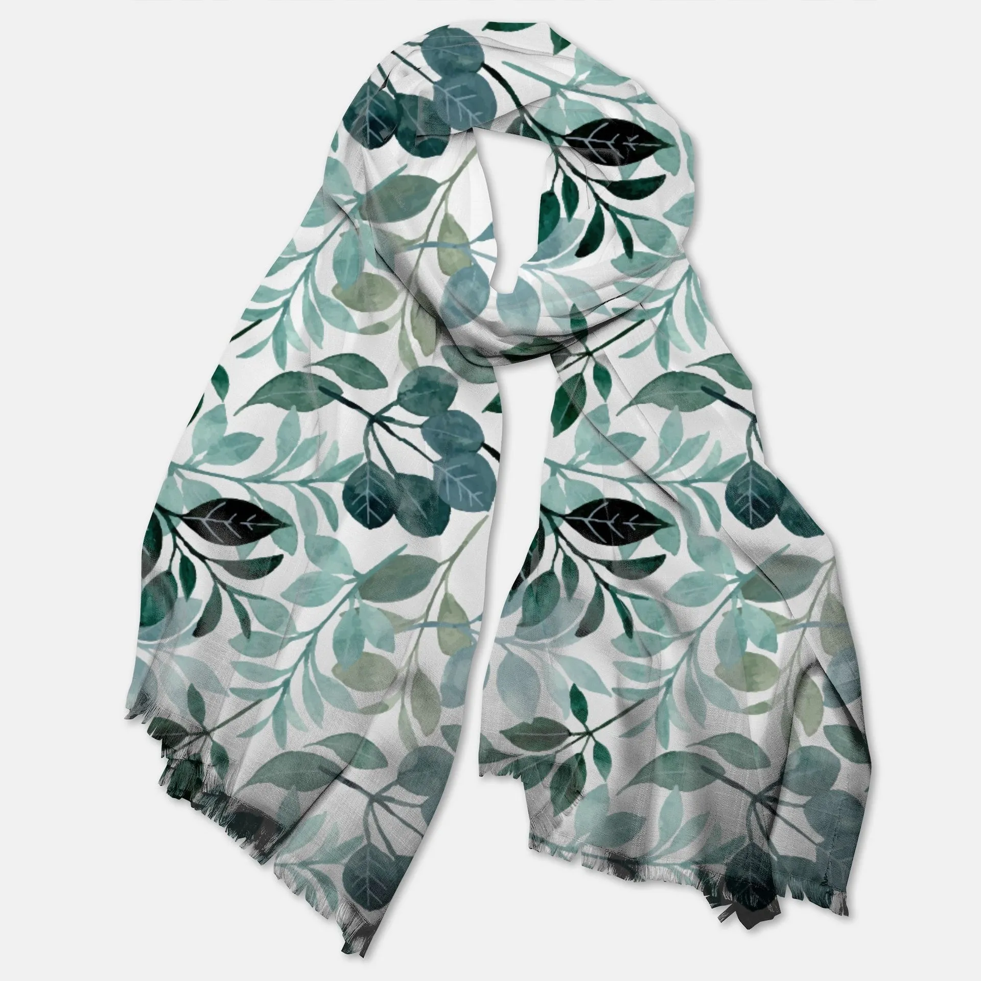 Teal Leaf Pashmina Scarf