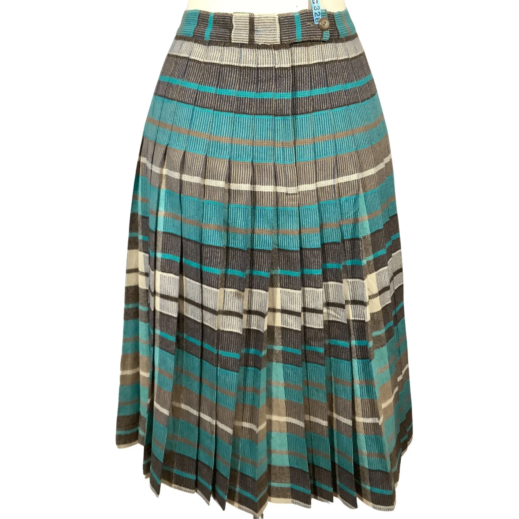 Teal Plaid Wool Skirt