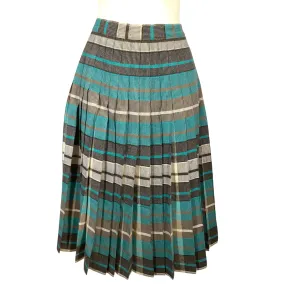 Teal Plaid Wool Skirt