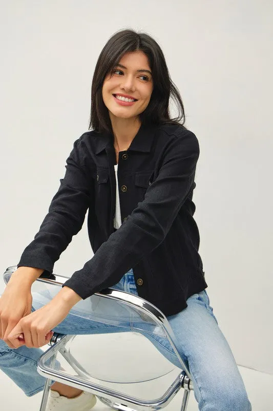 the Flynn - Black linen Jacket
