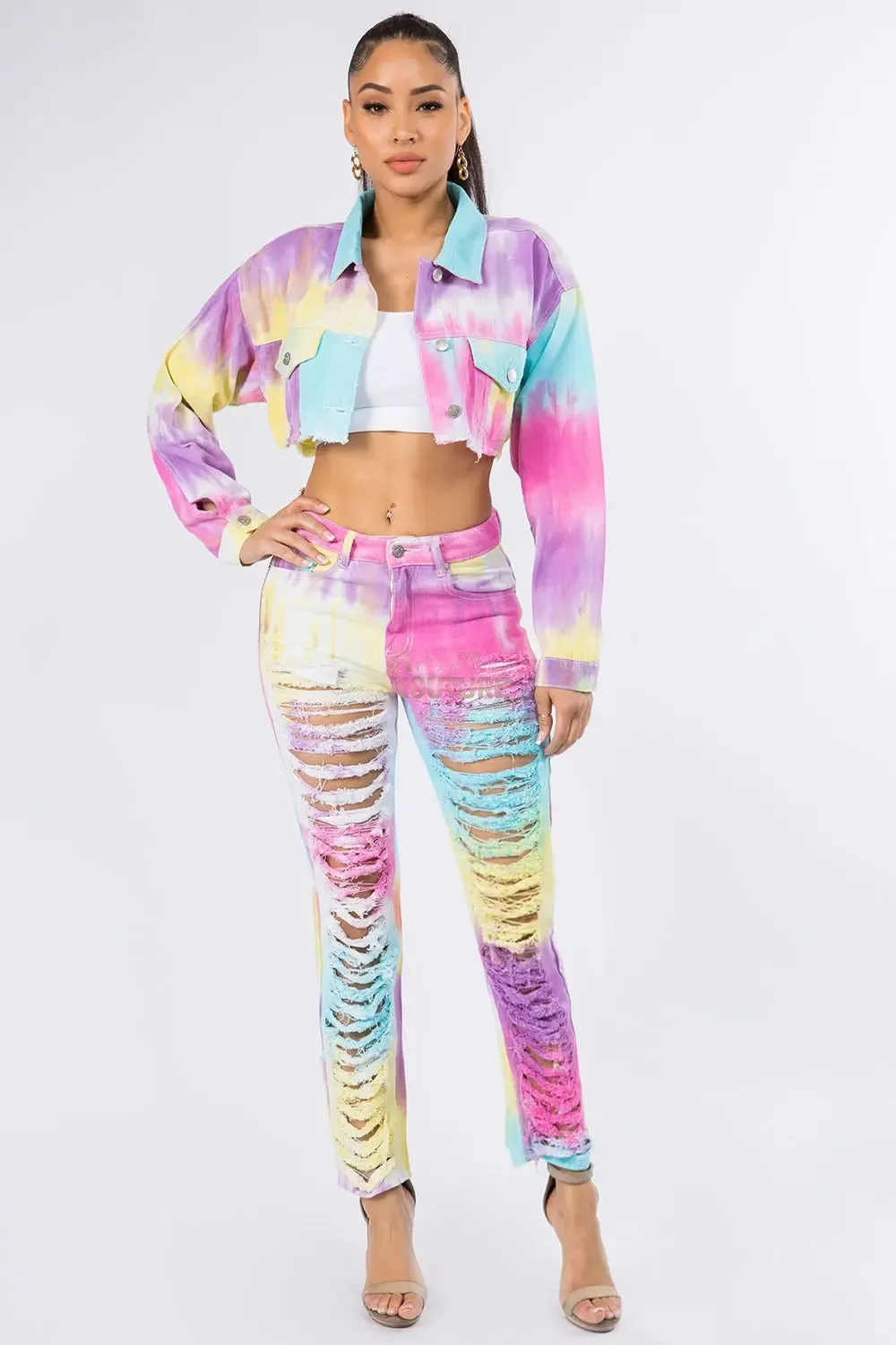 Unicorn Cropped Denim Jacket