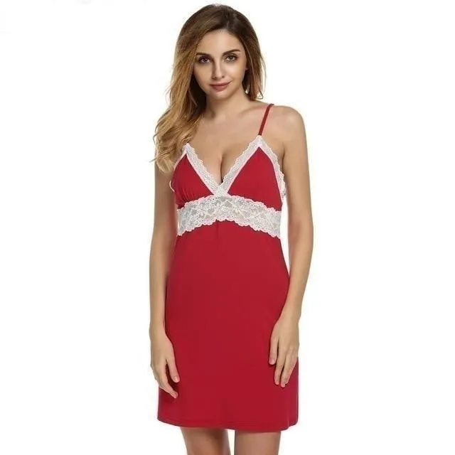 V-Neck Nightgown Patchwork Sleep Wear