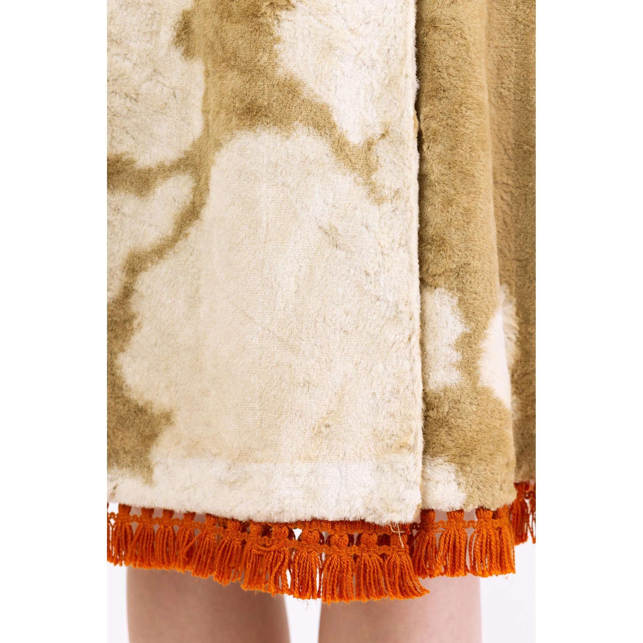 Vintage 70s Western Cow Print Faux Fur Wrap Skirt - Small, 26.5" Waist