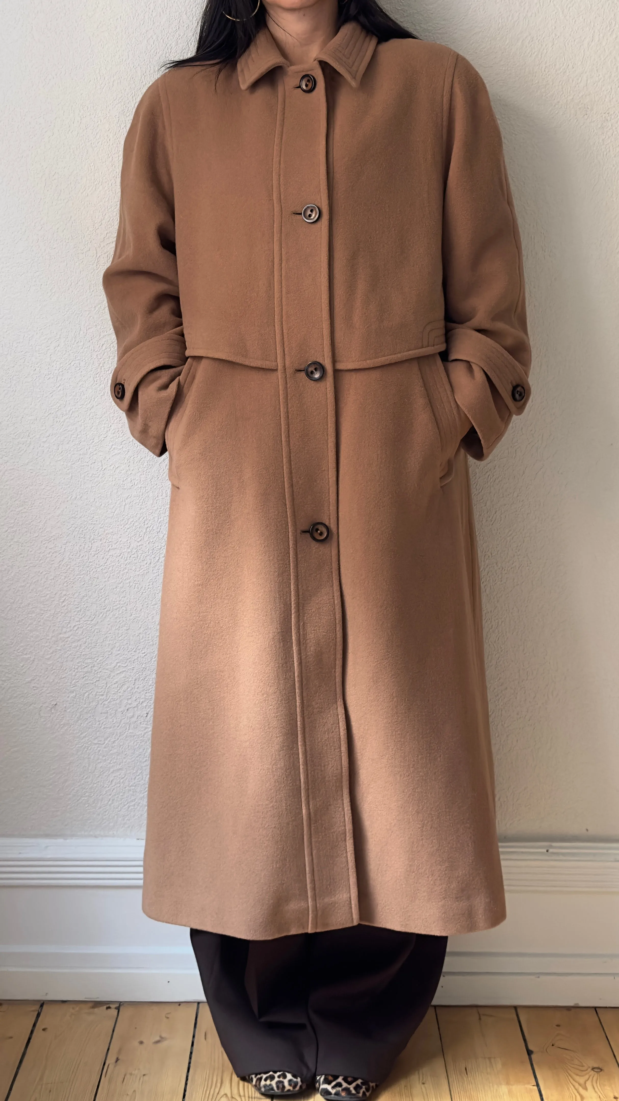 Vintage Beige Wool and Cashmere Coat, size M