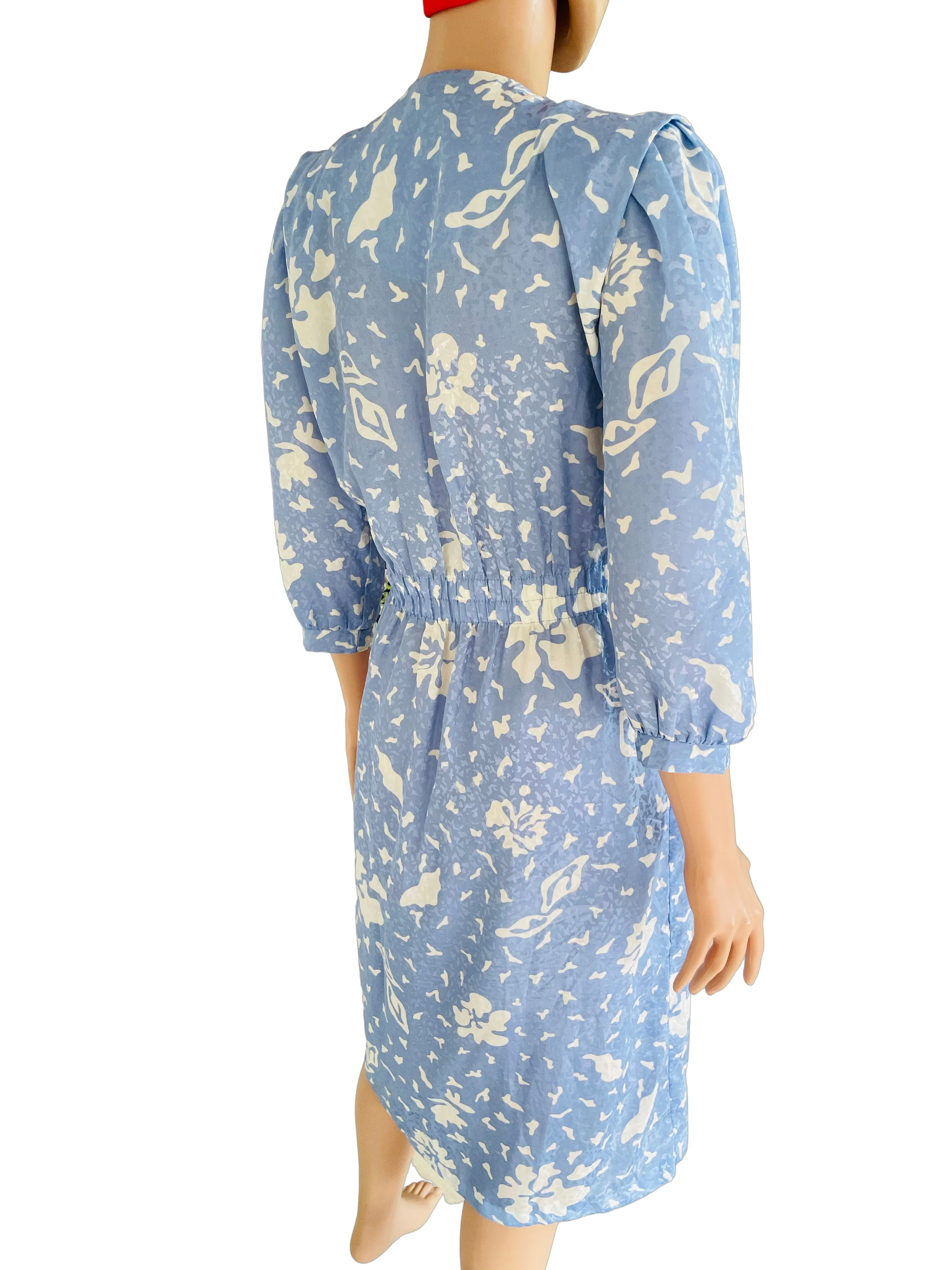 Vintage Blue Printed Tea Dress