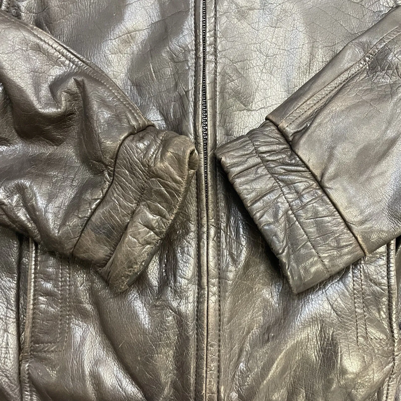 Vintage Leather Bomber Jacket Size Medium Brown