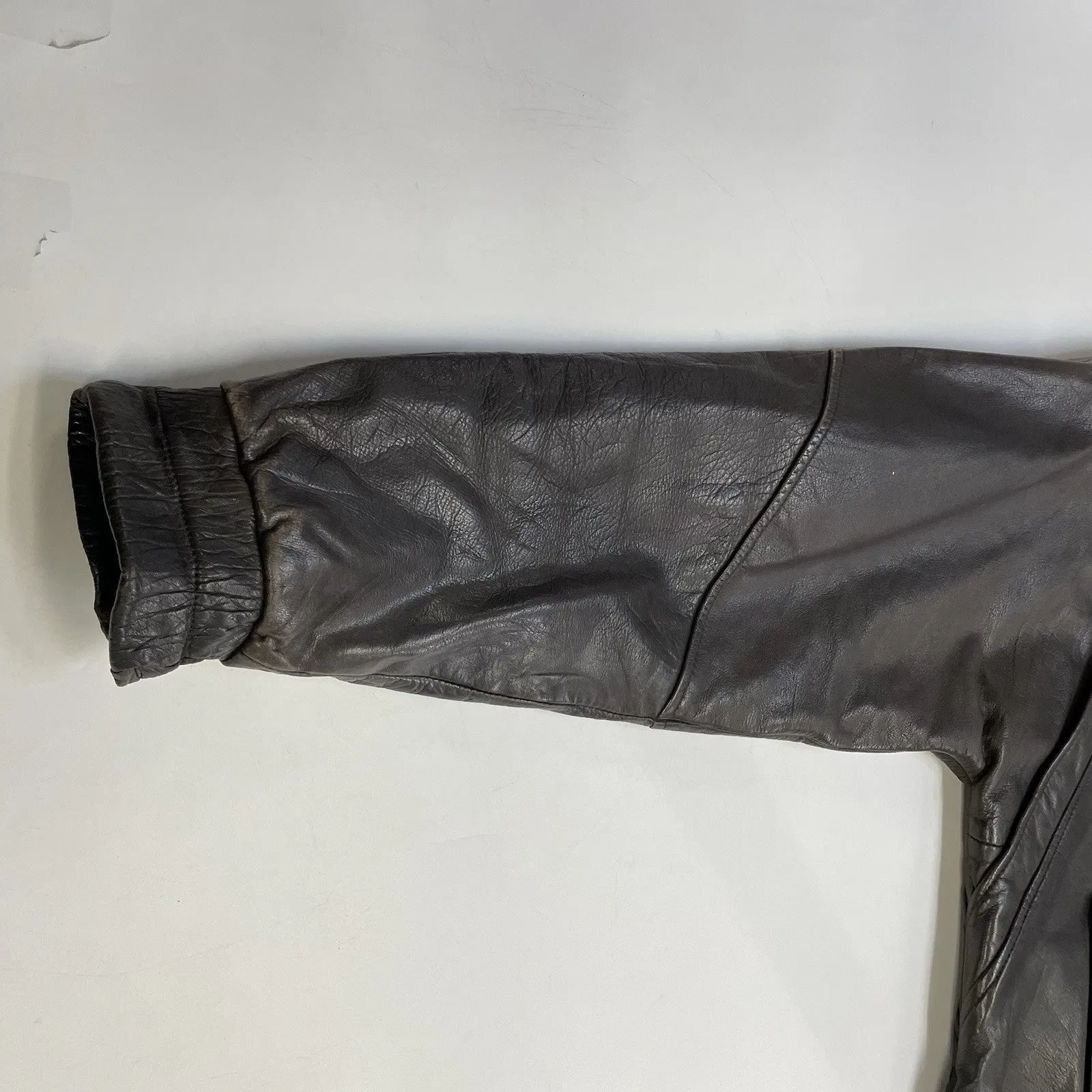 Vintage Leather Bomber Jacket Size Medium Brown