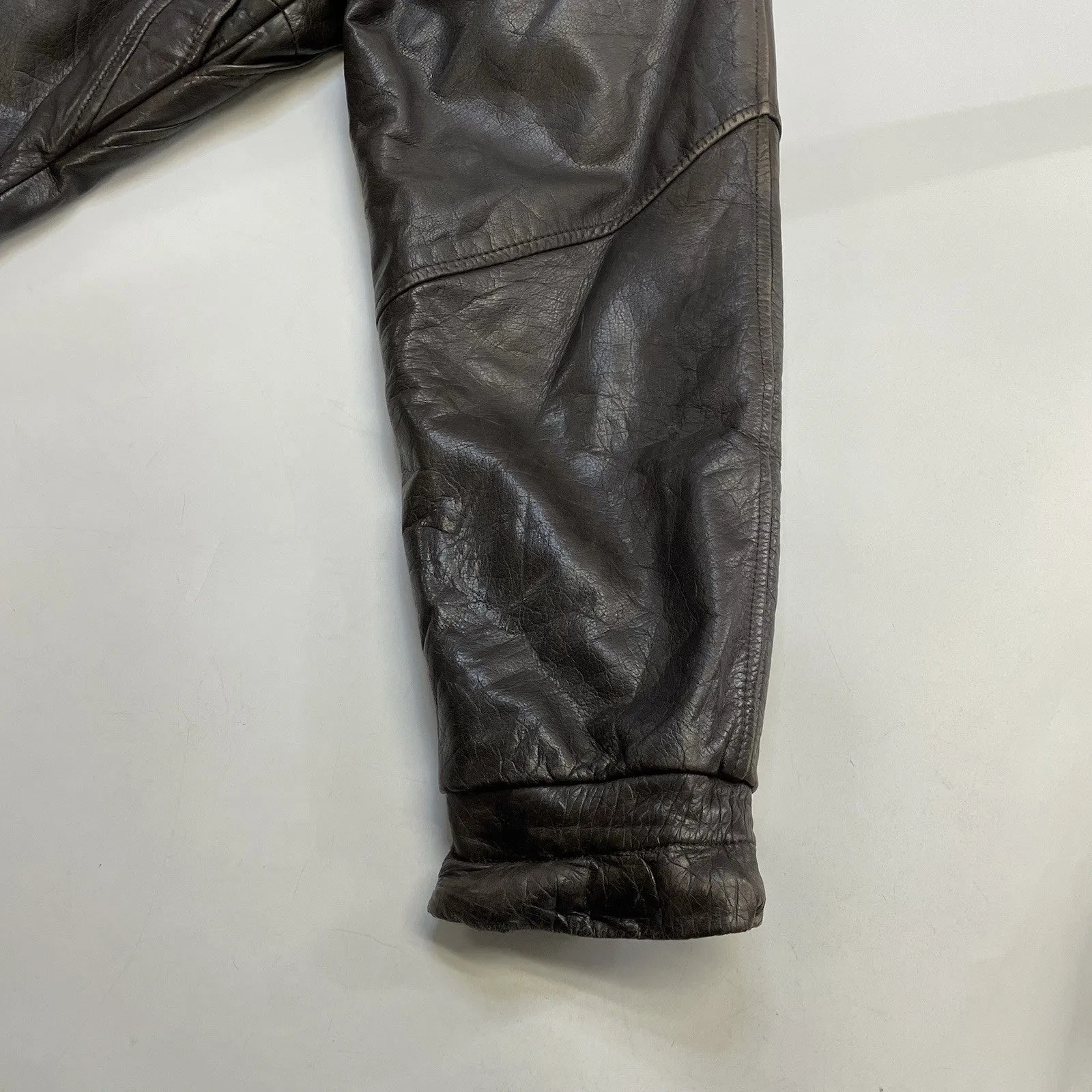 Vintage Leather Bomber Jacket Size Medium Brown