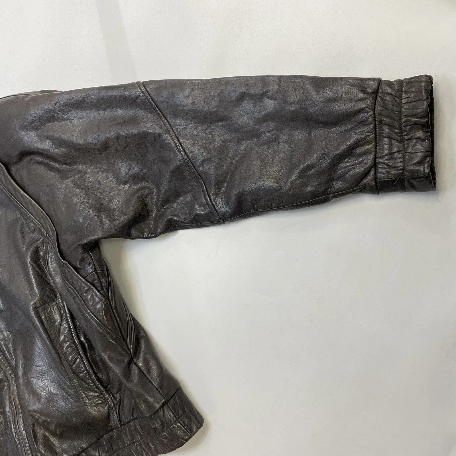 Vintage Leather Bomber Jacket Size Medium Brown
