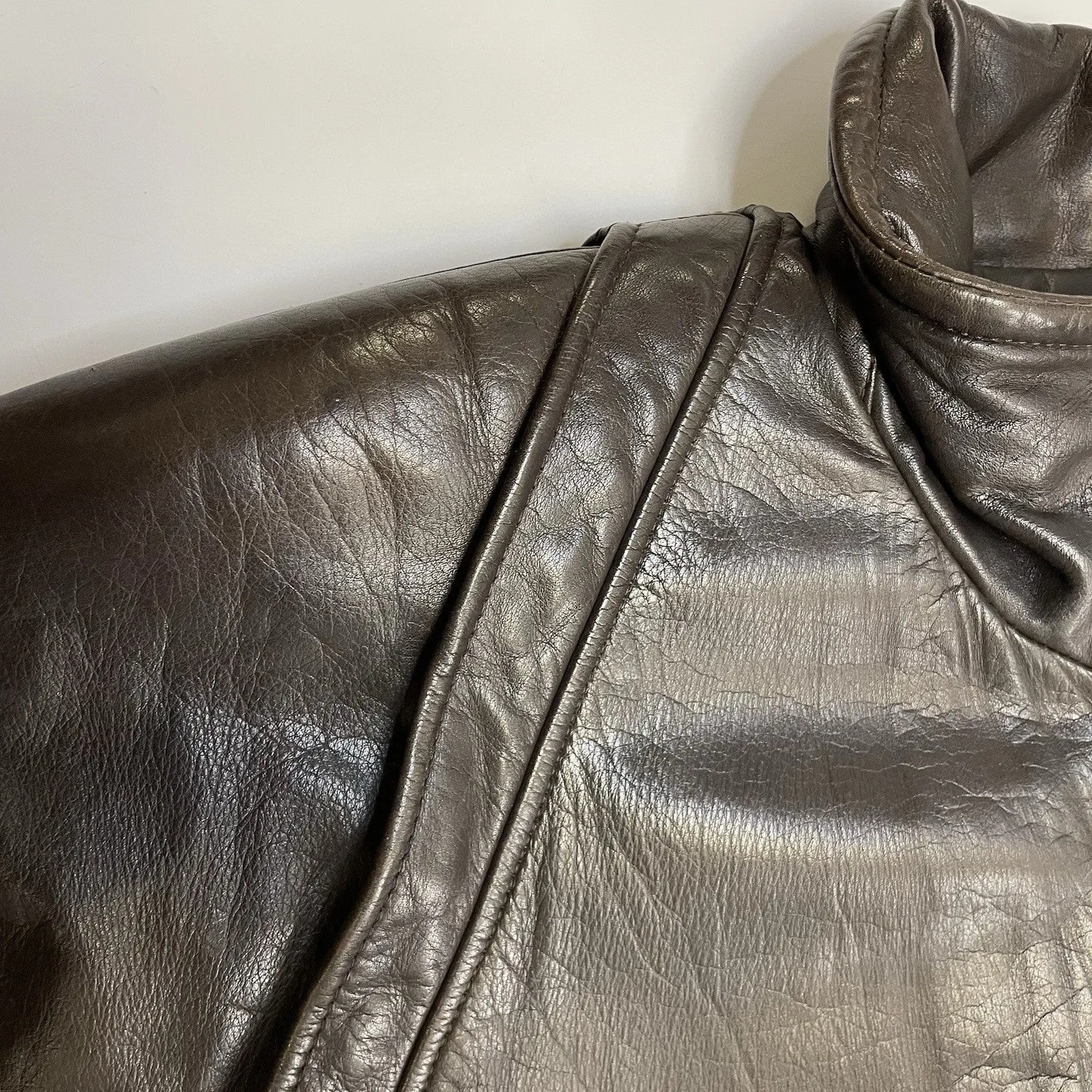 Vintage Leather Bomber Jacket Size Medium Brown