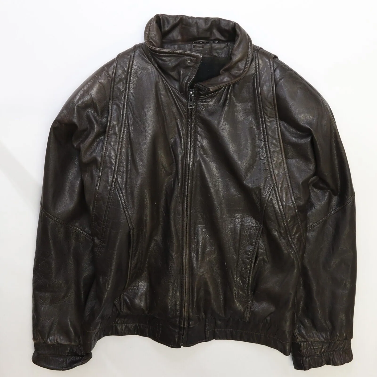 Vintage Leather Bomber Jacket Size Medium Brown