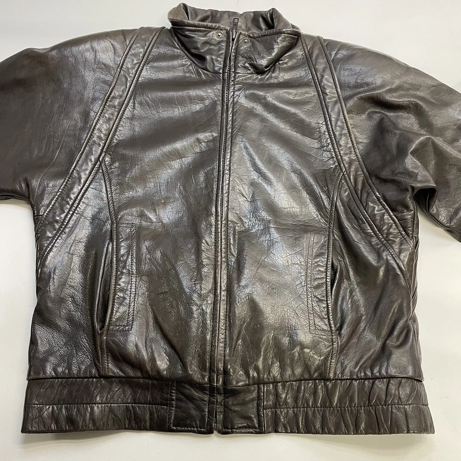 Vintage Leather Bomber Jacket Size Medium Brown