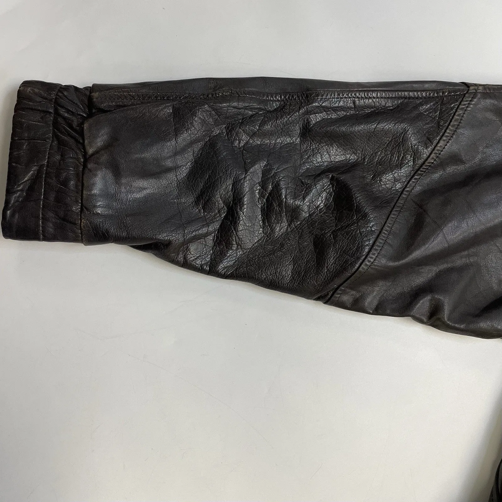 Vintage Leather Bomber Jacket Size Medium Brown