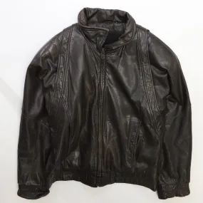 Vintage Leather Bomber Jacket Size Medium Brown