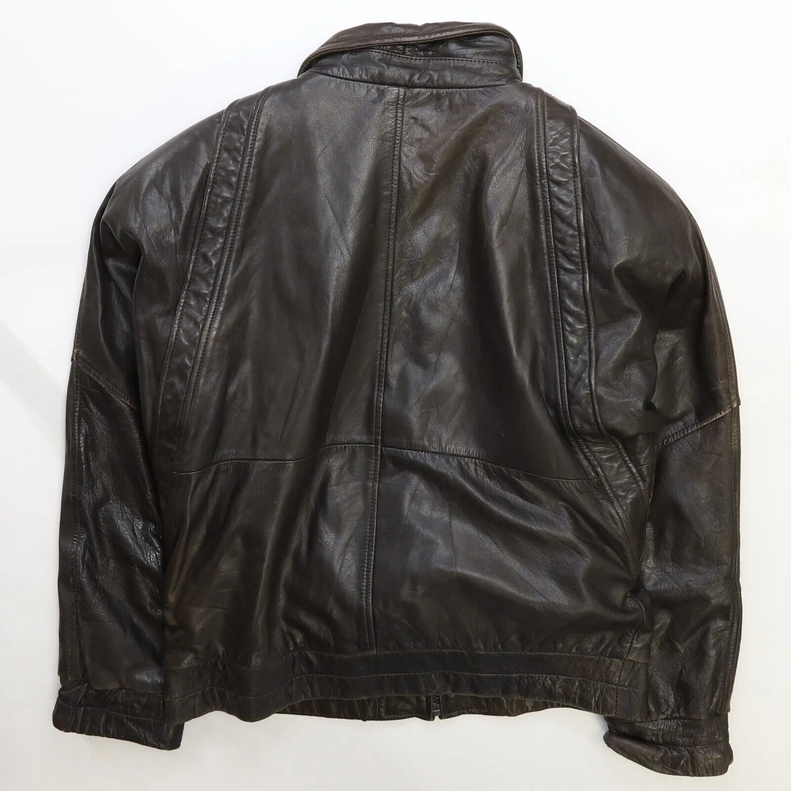 Vintage Leather Bomber Jacket Size Medium Brown
