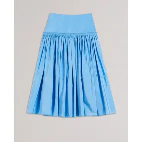Women Wms-Patrika-Corrugated Dropped Waist Pleat Midi Skirt - Lt-Blue