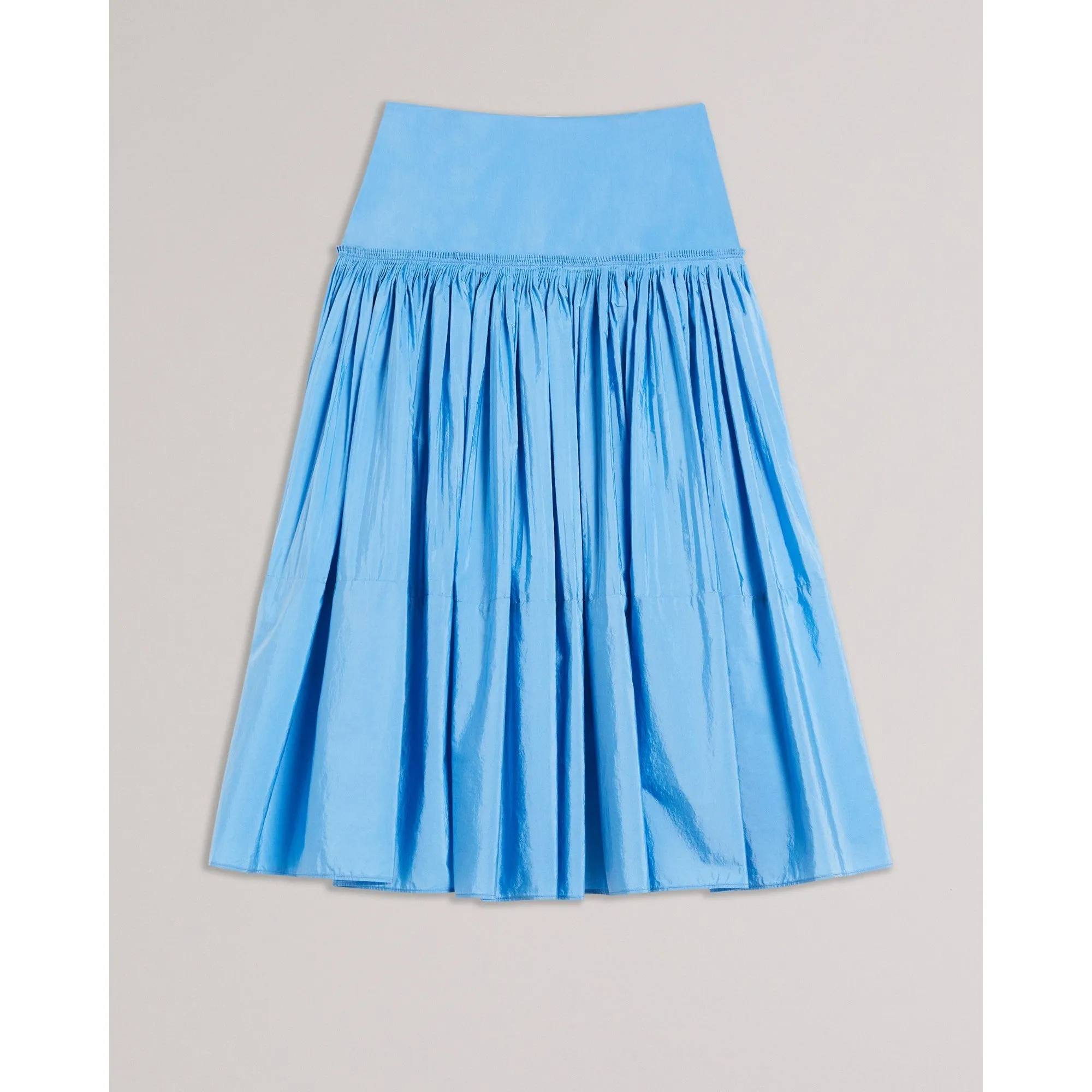 Women Wms-Patrika-Corrugated Dropped Waist Pleat Midi Skirt - Lt-Blue