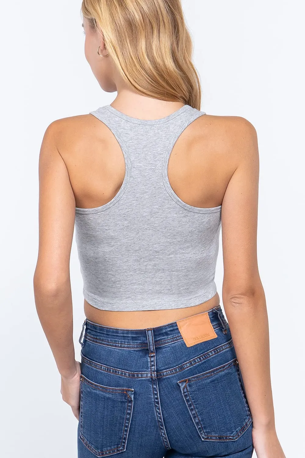 Womens-Basic Cropped Scoop Neck Tank Top