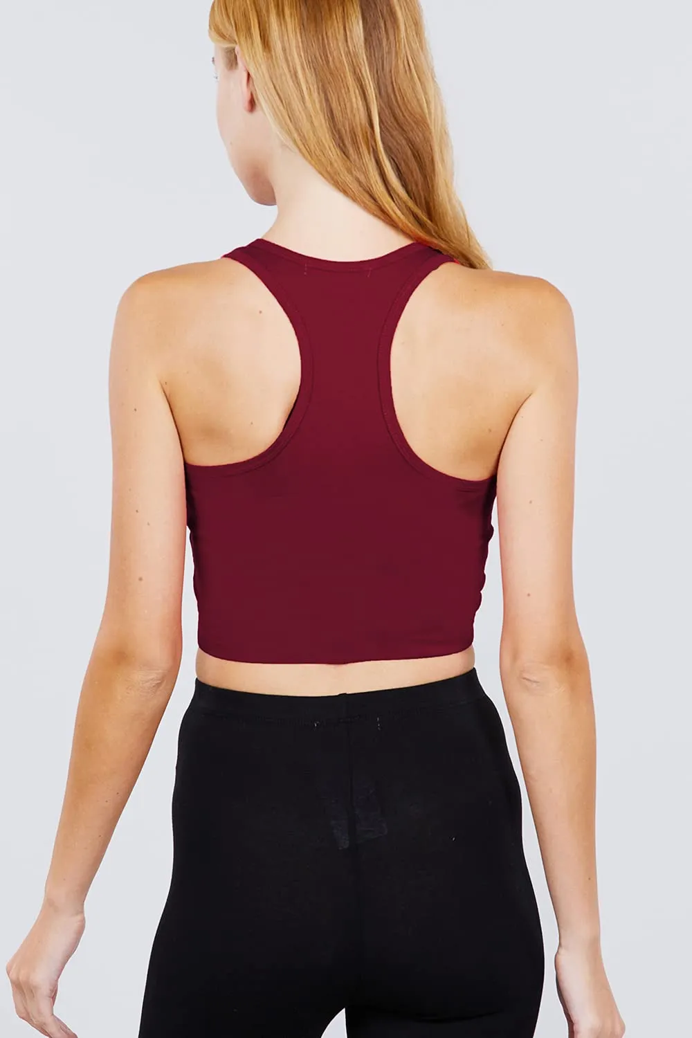 Womens-Basic Cropped Scoop Neck Tank Top