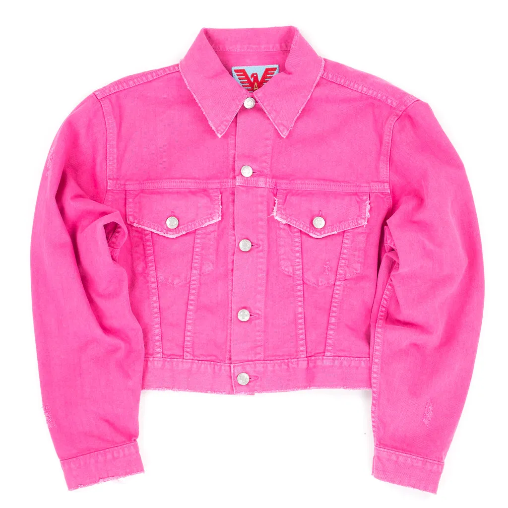 Womens Distressed Cropped Jean Jacket