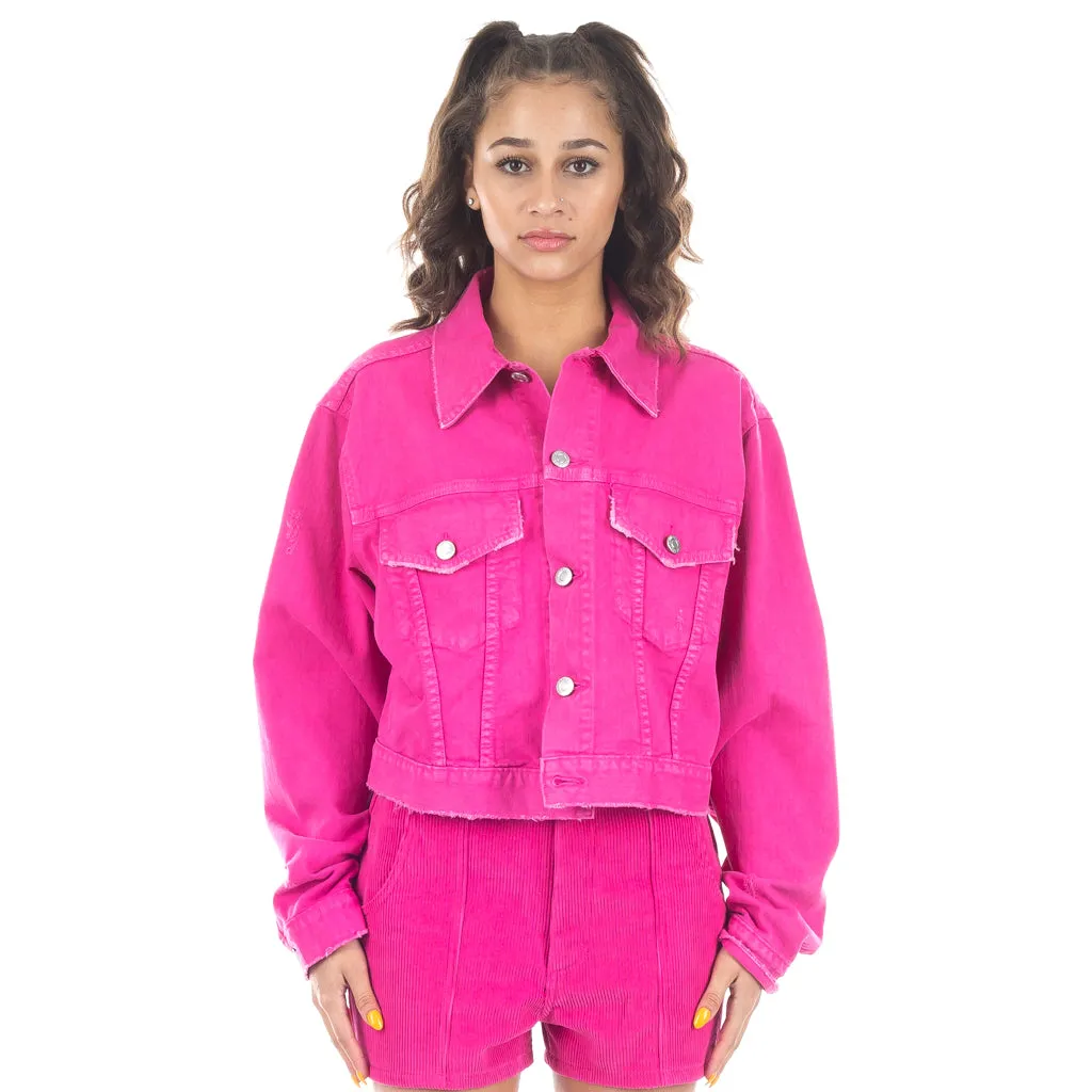 Womens Distressed Cropped Jean Jacket