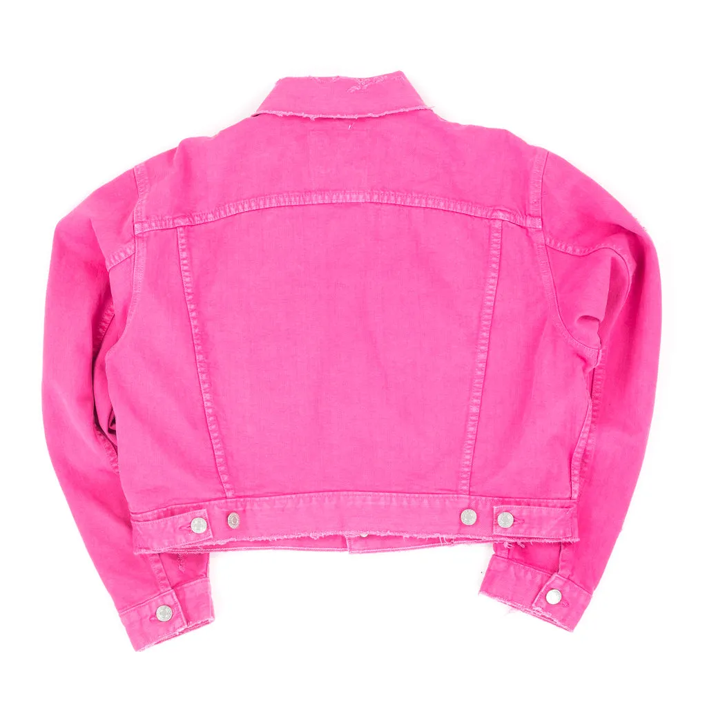 Womens Distressed Cropped Jean Jacket