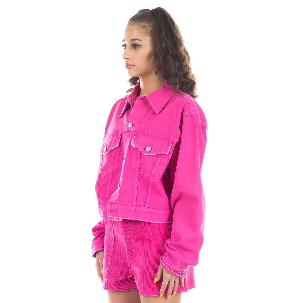 Womens Distressed Cropped Jean Jacket
