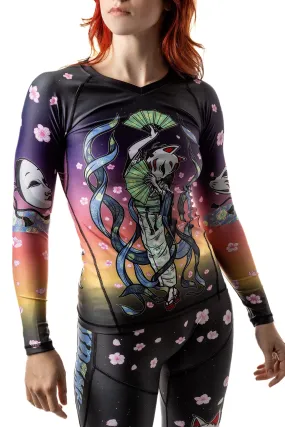 Women's Kitsune Warrior Jiu Jitsu Art Wear Rashguard - Long Sleeve