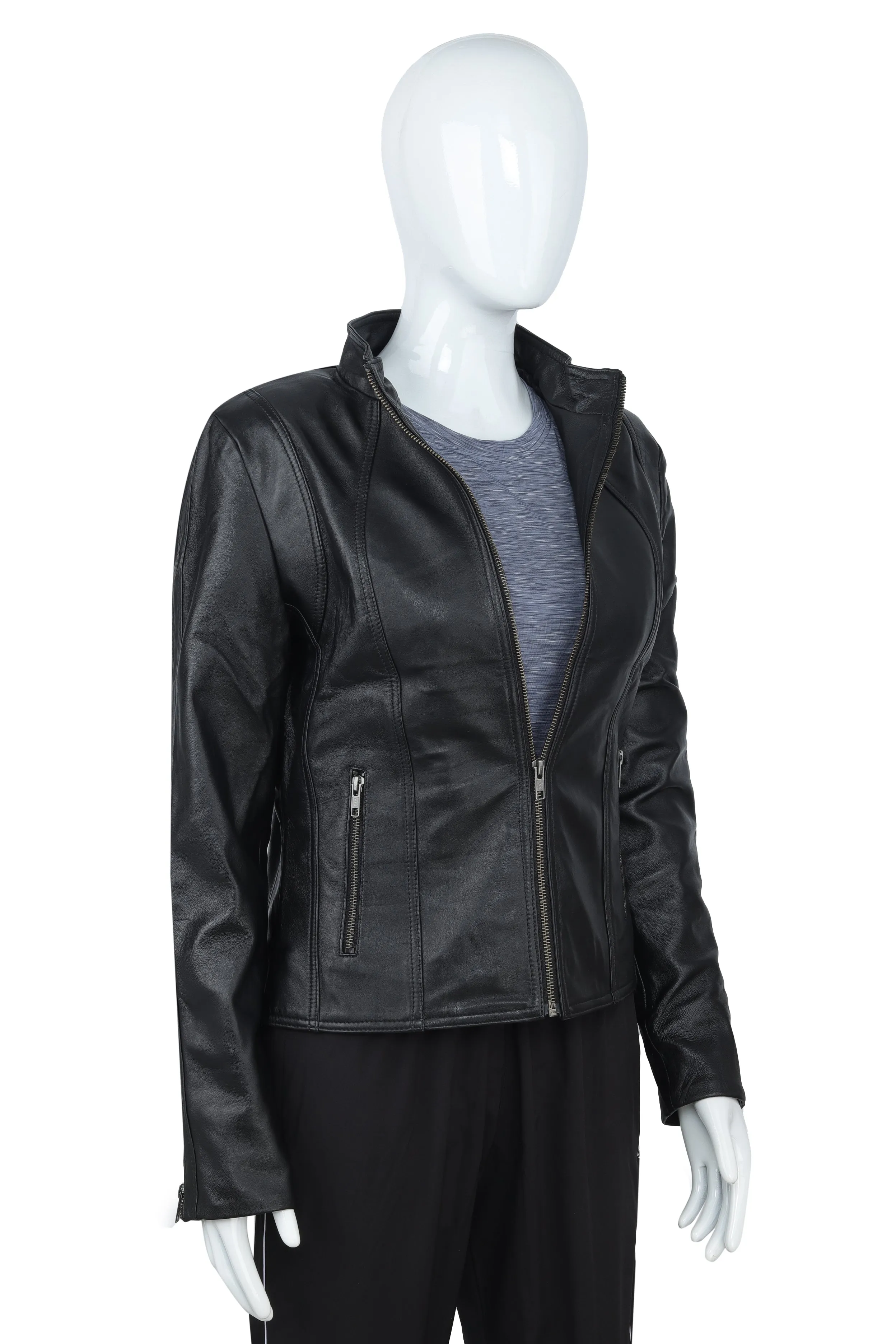 WOMENS LEATHER JACKET 94931 (BLACK)