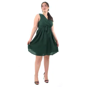 Women's Zip Back Chiffon Ruffled Dress,Green