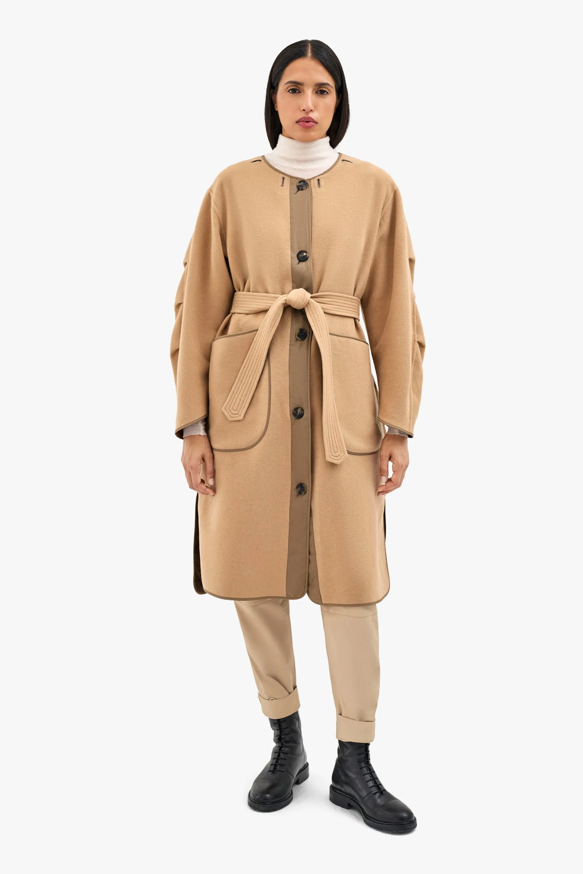 Wool Quilt Parka - Camel / Sienna