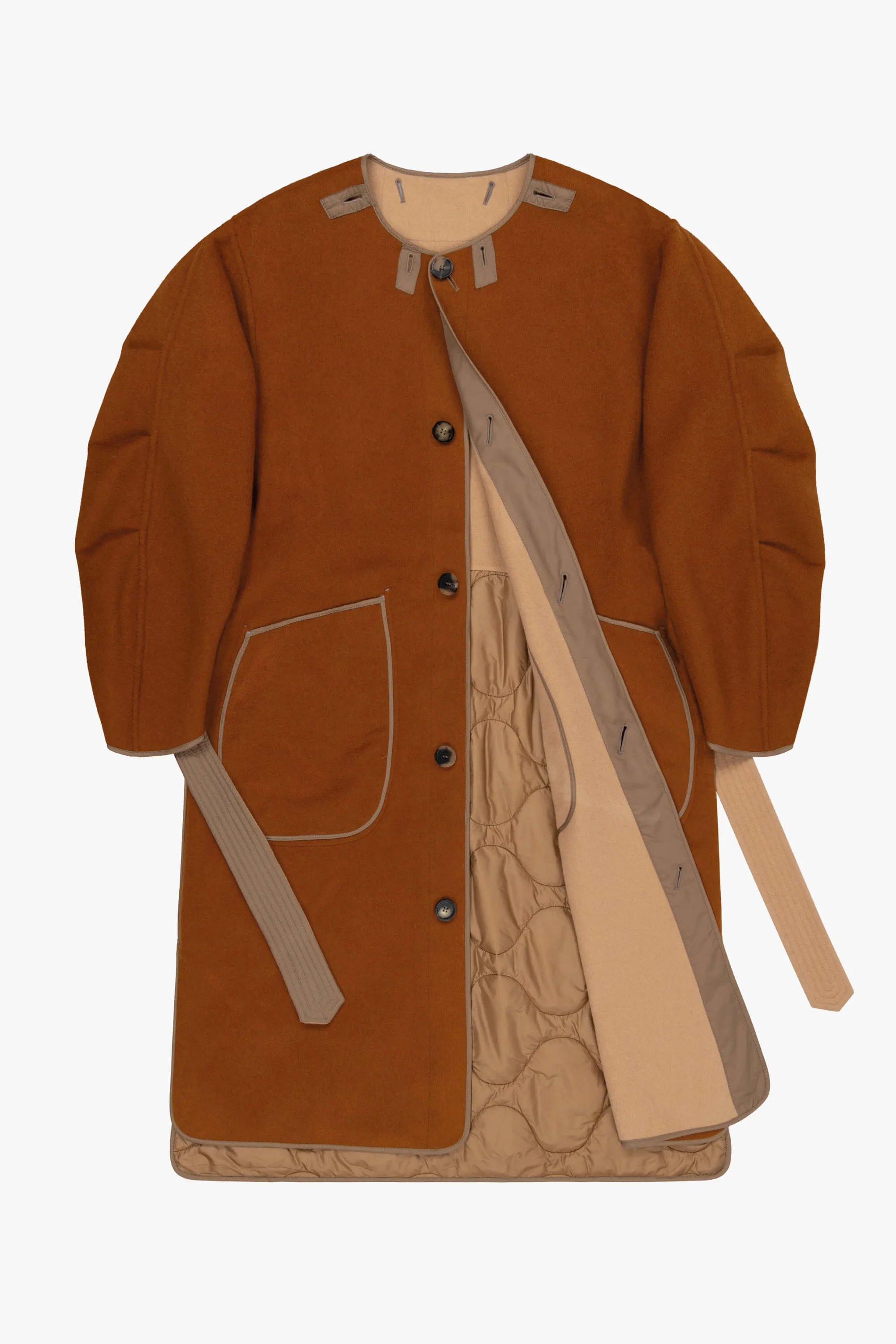 Wool Quilt Parka - Camel / Sienna
